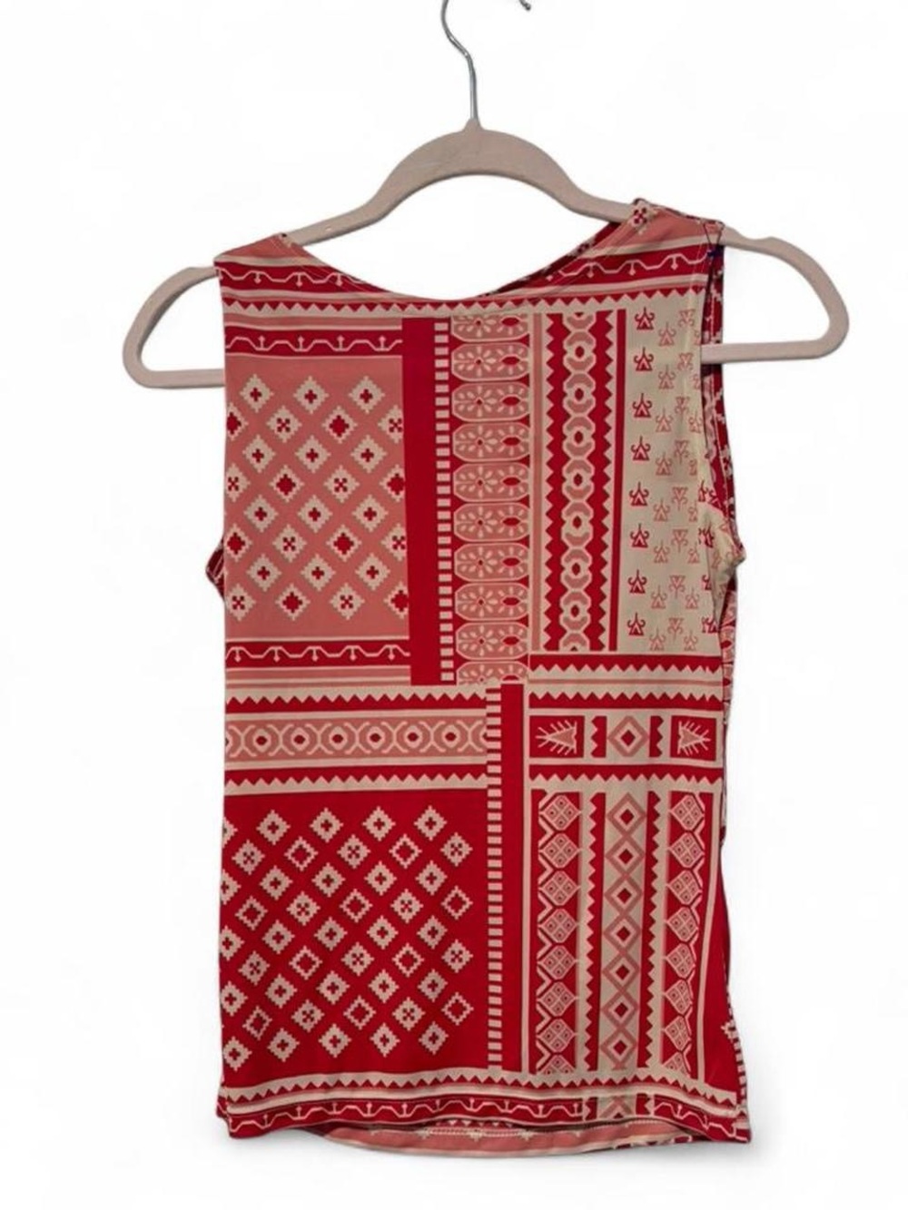 Vintage Y2K Cortelle red and white patterned stretchy fitted tank top